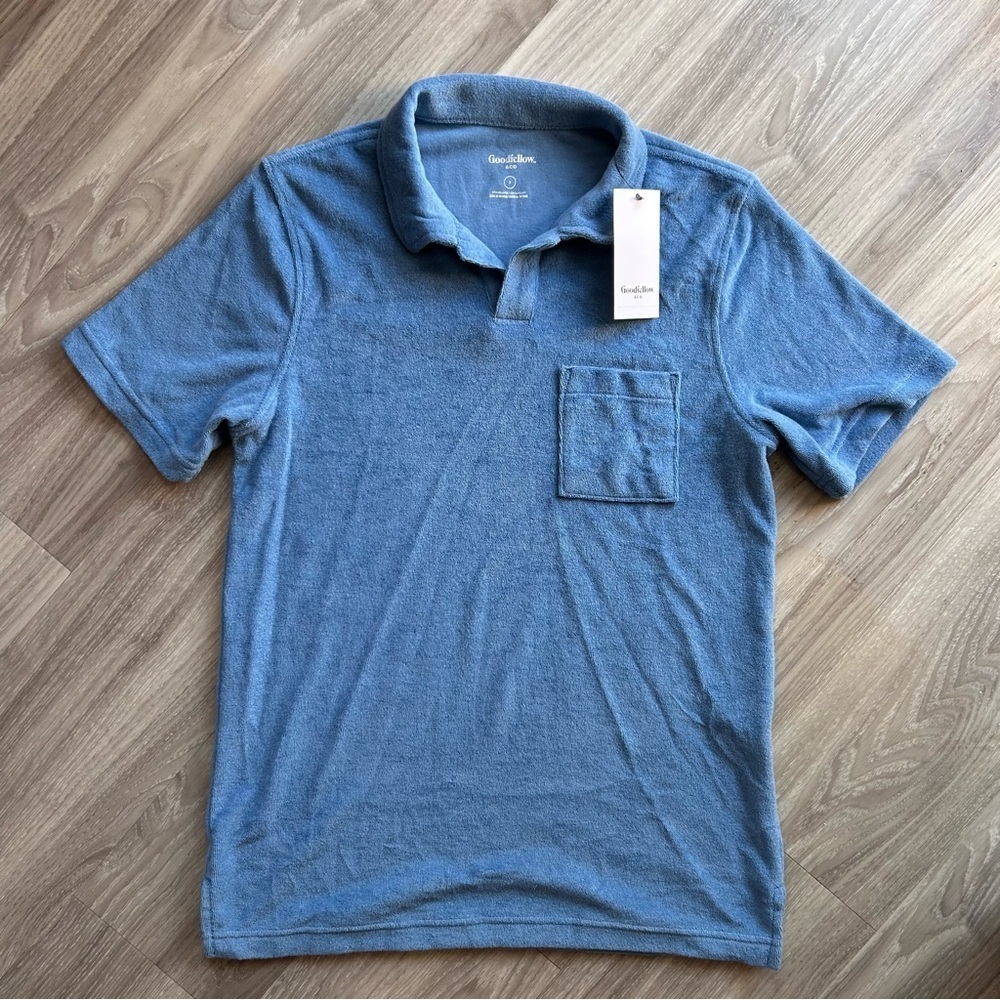Goodfellow & Co Velour Slate Blue Polo with Pocket